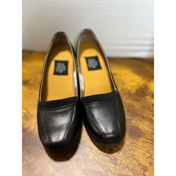 Slip Grips sz 6w women black chunky block heel pumps 1017 - Picture 3 of 9